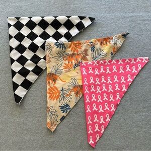 Dog Bandanas Jungle Tiger, Check and Pink Breast Cancer Awareness Ribbon Bundle